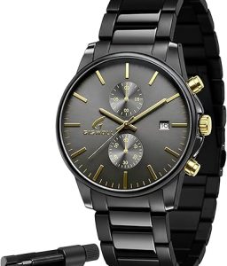 Stylish Stainless Steel Chronograph Watches for Men with a Hefty, Solid-Build Feel — Waterproof Quartz Mens Watches with Auto Date & Second Subdials, Refined Gifts for Men, Boyfriend, Husband, Dad